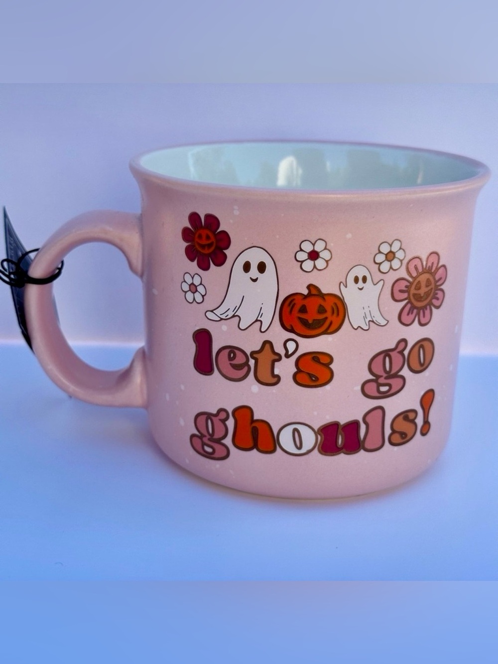 Cobwebs & Cauldrons Lets Go Ghouls Pink Halloween Mug NWT